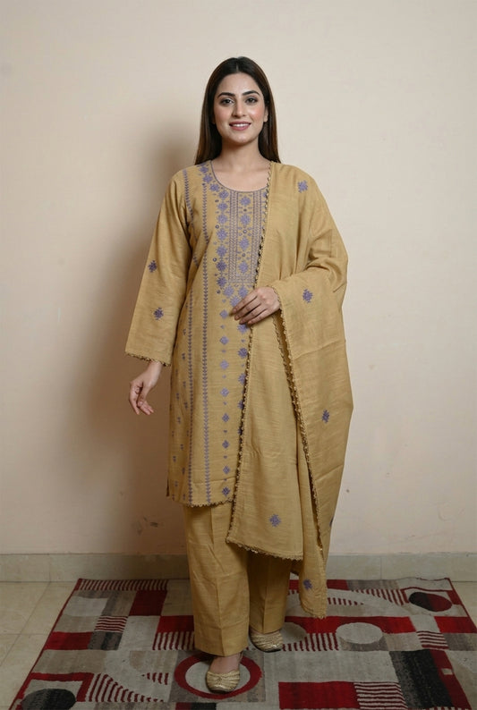 3 Piece - Skin Khadar Banarsi Embroidered Suit