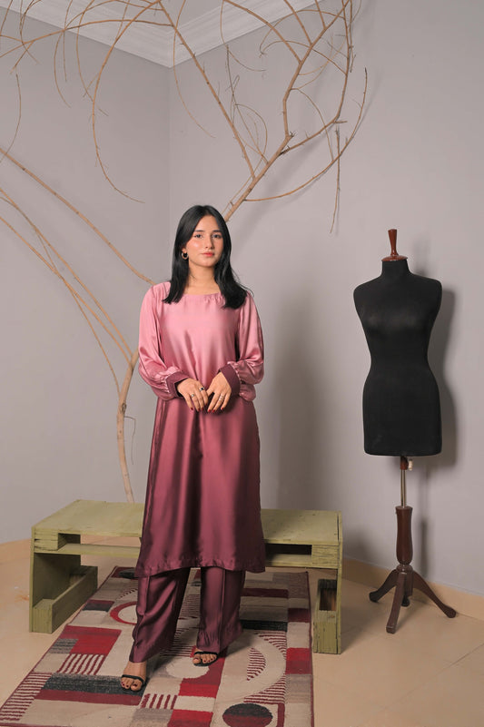 2 Piece – Rosewood Ombre Korean Silk Suit