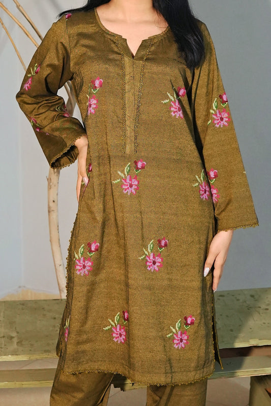 3 Piece - Mehndi Khadi Silk Cross Stitch