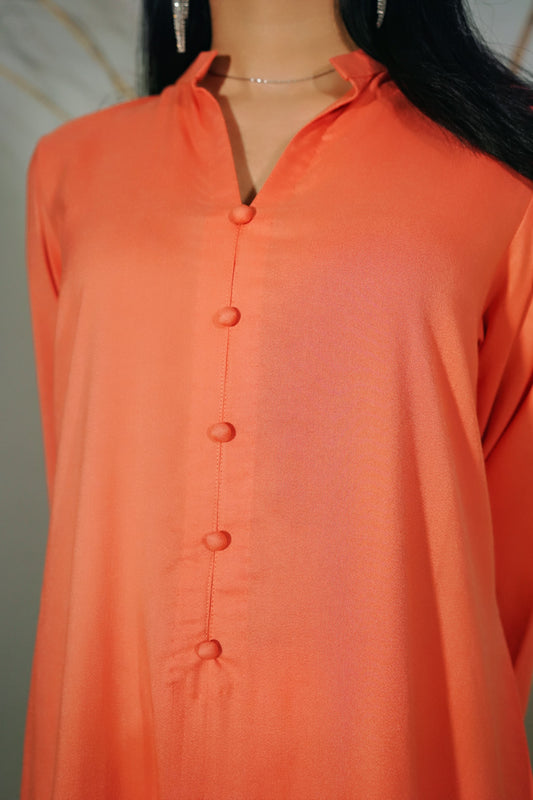 2 Piece - Peach Plain Marina Cord Set