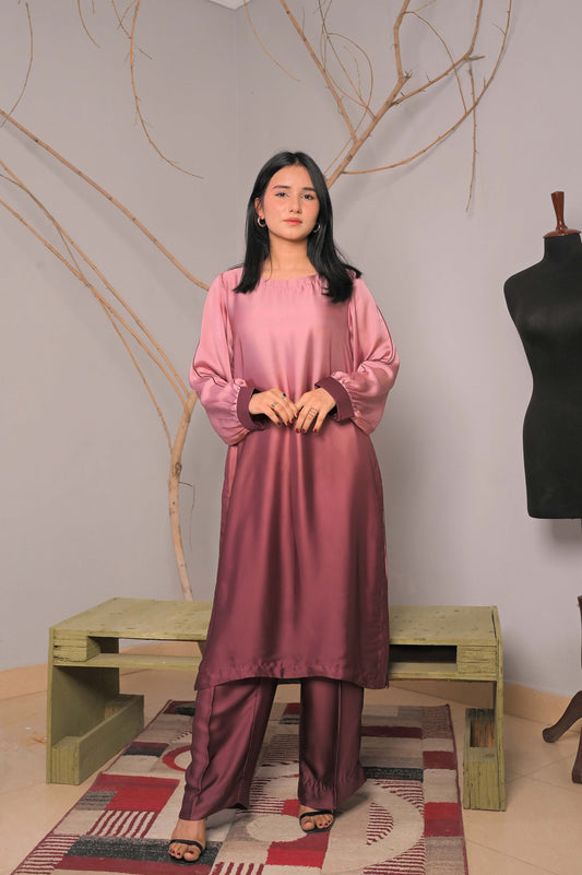 2 Piece – Rosewood Ombre Korean Silk Suit