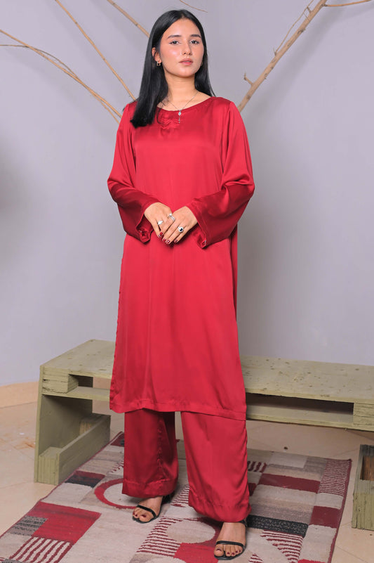 2 Piece – Red Korean Silk Suit